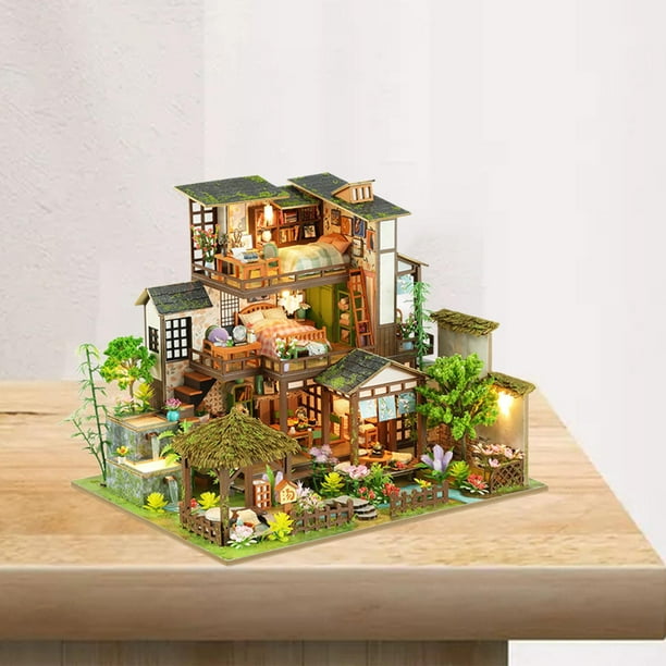 Spilay Maison de poupée miniature avec meubles, maison de poupée en