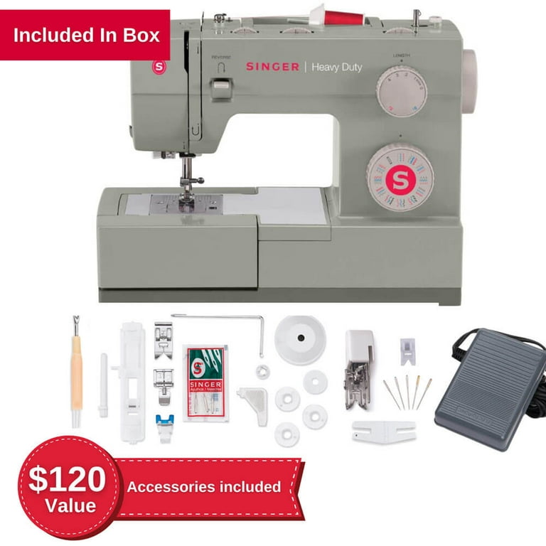 SINGER | Heavy Duty 4452 Sewing Machine, Gray & Mechanical Heavy Duty  Sewing Machines Extension Table, Gray & Sewing Machine Accessory Kit,  Including