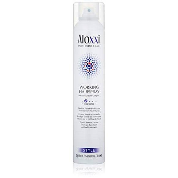 ALOXXI Working Hairspray - Spray Coiffant Protecteur de la Chaleur - Maintien Flexible et Touchable - Protège de la Chaleur jusqu'à 428 Degrés - Sans Danger pour Col