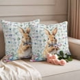 thumbnail image 2 of Easter Rabbit Pillow Covers 2 Pack Spring Colorful Botanical Flowers Leaves Eggs Rustic Blue Plaid Pillowcase Waterproof Outdoor Throw Pillow Cover for Patio Garden Square Cushion 24”x24”, 2 of 9