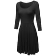 thumbnail image 2 of FashionOutfit Women's Solid Scoop Neck 3/4 Sleeve Mini Dress, 2 of 3