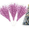 thumbnail image 2 of 30 Pack Christmas Tree Berry Stem, Decorative Bead Sticks, Glittery Twigs, Picks, Branches for Christmas Tree, Small Vase, Holiday, Wedding, Party (17 Inches, Purple), 2 of 2