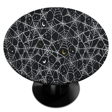 

Halloween Spider Web Black Round Fitted Table Covers Elastic Edge Circle Waterproof Tablecloth for Dining Party Holiday Picnic 50 -54