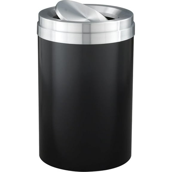 Sturdy Essentials 41 Gallon WasteMaster Value Trash Receptacle | Heavy-Duty Brass & Aluminum | Rust & Tarnish Resistant | Durable for Commercial & Residential Use – (Black & Silver, Tip Action Lid)