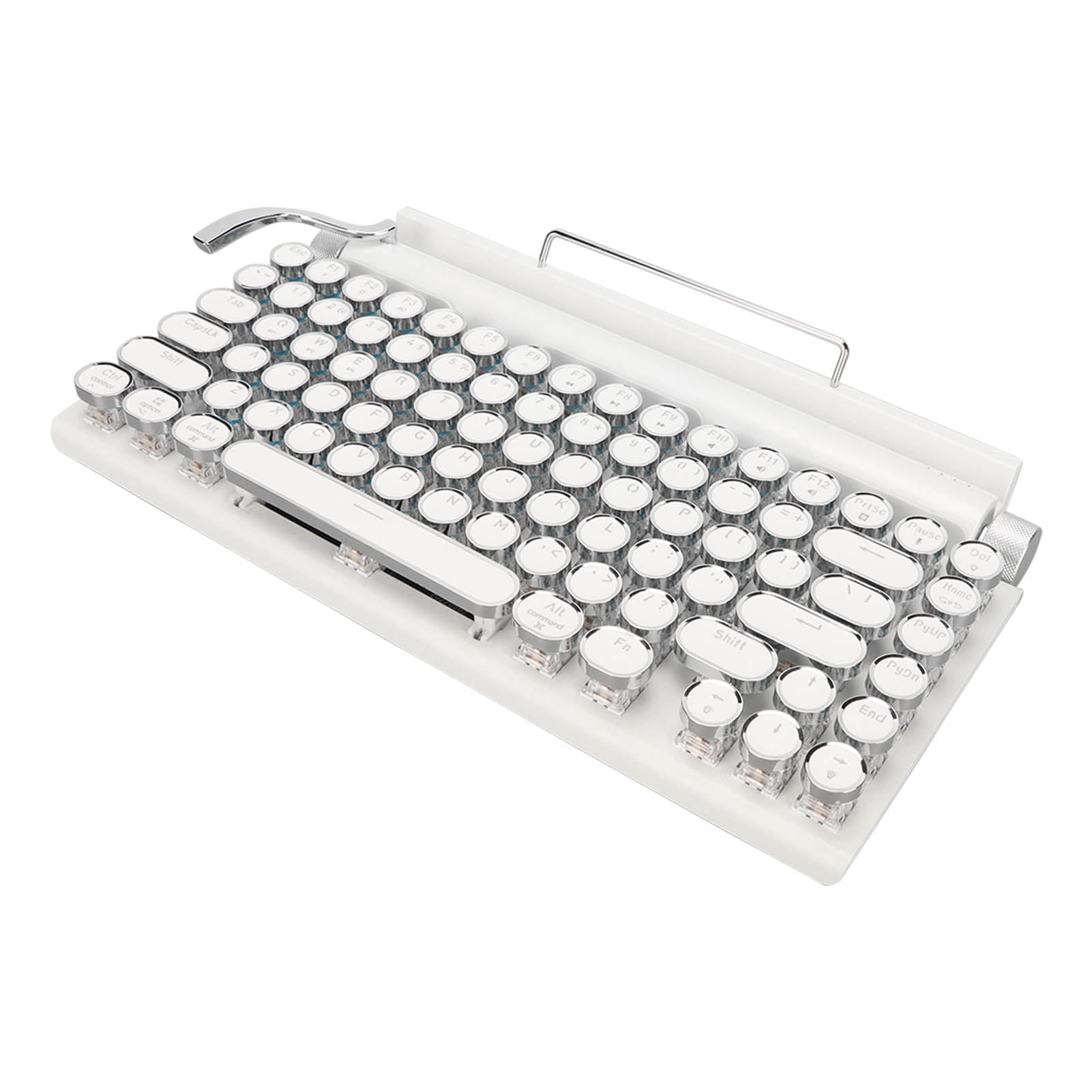 Mechanical Keyboard, Support 3 Devices FN Master  5.0 Typewriter Mechanical Keyboard 83 Keys  For Cellphone White