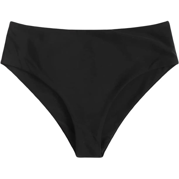 Parte inferior de bikini de corte alto y cintura media para mujer Sólido Negro CH Sólido Negro CH Xishao ropa