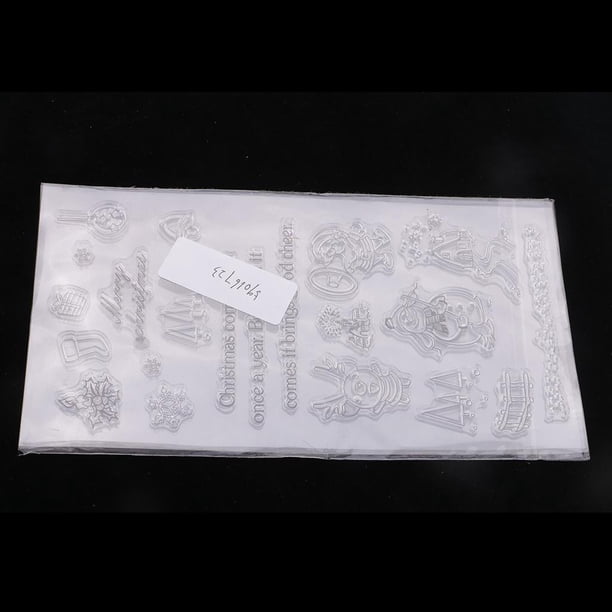 Sellos Transparentes de Silicona con Tema Navideño Árboles de Navidad, Muñecos de Nieve, Papá Noel, Alces, Sellos de Frases Amigables para Tarje 20x11cm Macarena Sellos de silicona transparentes