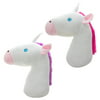 Set Of 2 Unicorn Heads Emoji Plush Pillows Stuffed Animal Pet Toys Horn Mane