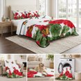 thumbnail image 6 of Full Quilt Set 78''x90'', Red Spring Floral Lightweight Bedspread Coverlet Set with 2 Pillow Shams, Butterfly Farmhouse Breathable All Season Quilt Bedding for Bedroom/Guest Room Watercolor Flowers, 6 of 9