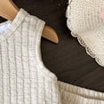 thumbnail image 6 of kpoplk Toddler Baby Girls Summer Clothes Sleeveless Ruffles Pleated Camisole Tops Pants Set 2 Piece Linen Outfits Size 9-12 Months,Beige, 6 of 9