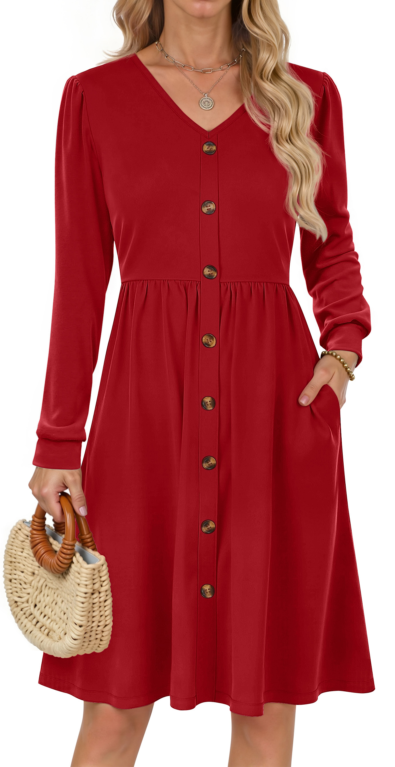 Fantaslook Women's Long Sleeve Floral Midi Dress