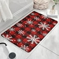 thumbnail image 3 of Red and Black Christmas Snowflake Flannel Non Slip Door Rugs,Washable Door Mats Indoor,Decorative Door Mats,Dirt-Resistant and Absorbent Doormat for Entrance,Bedroom,Kitchen,Bathroom,31.5"x17", 3 of 4