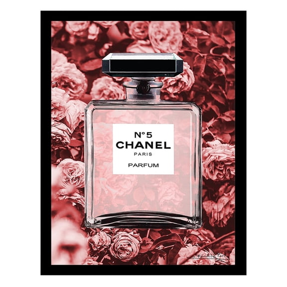 Fashion Floral Glam Perfume Bottle - Framed Print