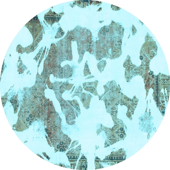 Ahgly Company Indoor Round Abstract Light Blue Modern Area Rugs, 8' Round