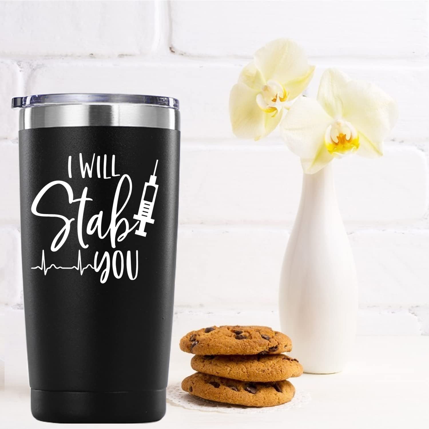 XiErSi Funny Coffee Thermos Cup - I Will Stab You - Gag Gift Ideas for  Nurses Nursing Graduation Gifts Nursing Mugs for Nurses Birthday Cute 14 oz