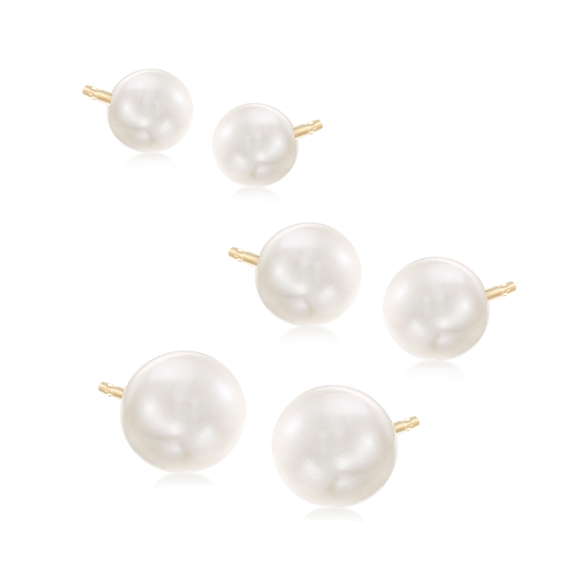 set of 3 pearl earrings