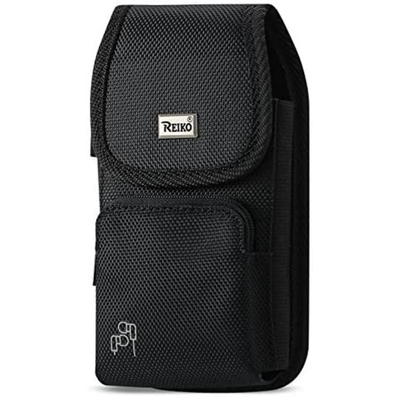 Black Vertical Rugged Case with Extra Pocket fits CoolPad Suva