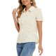 thumbnail image 4 of INSPIRAR CHIC Blusa de Algodón Floral con Mangas Abullonadas y Cuello Peter Pan para Verano, Uso Casual, Talla XS, Color Marrón, 4 of 5