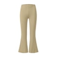 thumbnail image 5 of BXJX Girls Flare Pants, Casual Elastic Waist School Stretch Kids Yoga Pants Khaki Size 14-15 T, 5 of 8