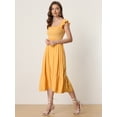 thumbnail image 4 of Vestido de verano Allegra K Bohemio Cuello Cuadrado Sin Mangas Volantes Amarillo XS, 4 of 5