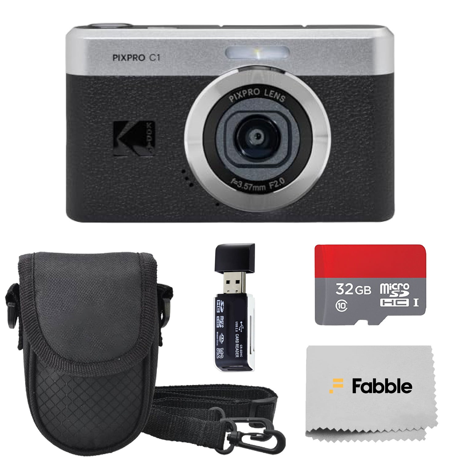 Kodak PIXPRO FZ45 Easy Photo Bundle: White Digital Camera, 64GB SD