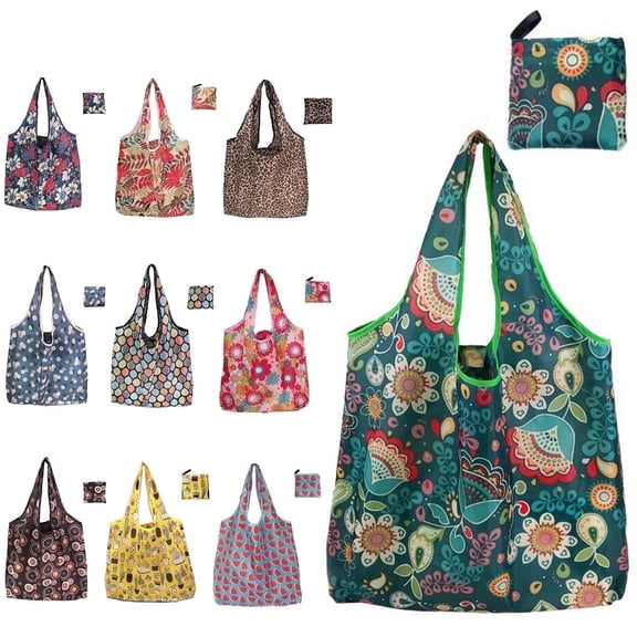 Tzdxfgl Reusable Grocery Bags, 10 Pack Foldable Shopping Totes Bags, Waterproof Eco-Friendly Cloth Storage Bags for Kitchen Food Storage, Travel & Outdoor
