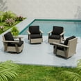 thumbnail image 3 of COOS BAY Rustic Hideaway 4 PCS Outdoor Swivel Rocker, Patio Wicker Rocking Chair for Patio, Outdoor Balcony, Beige/Black, 3 of 10