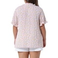 thumbnail image 4 of DARING DIVA Women's Plus Floral V Neck Ruffle Puff Short Sleeve Blouse 3X Pink, 4 of 6