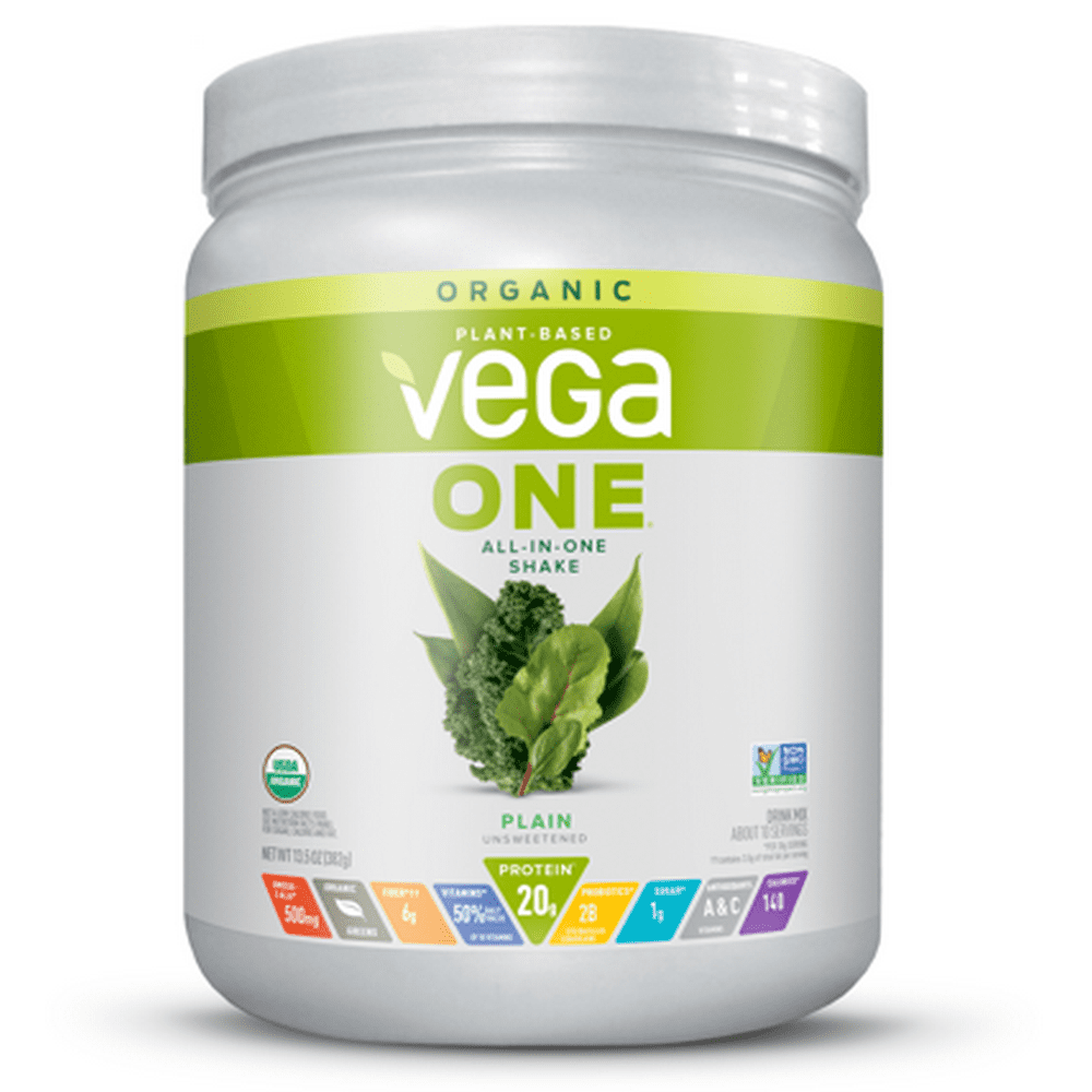 Vega One Organic All in One Shake, Plain Unsweetened 13.5 oz, 10