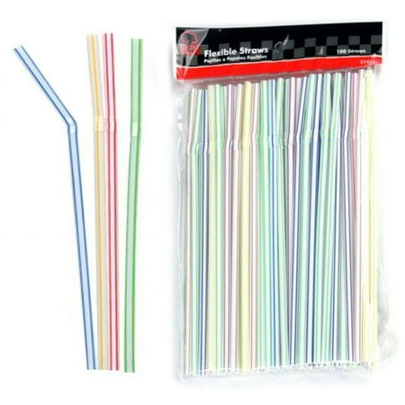 150 Pc Long Flexible Drinking Straws Party Bar Drinking Supplies Plastic