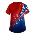 thumbnail image 3 of Women 250 Anniversary Scrub Shirt Usa Flag Print United States Patriotic Star Short Sleeve Tshirt V Neck Relaxed Fit Casual Nursing Uniforms with Pockets, #01 Navy, 4XL, 3 of 4