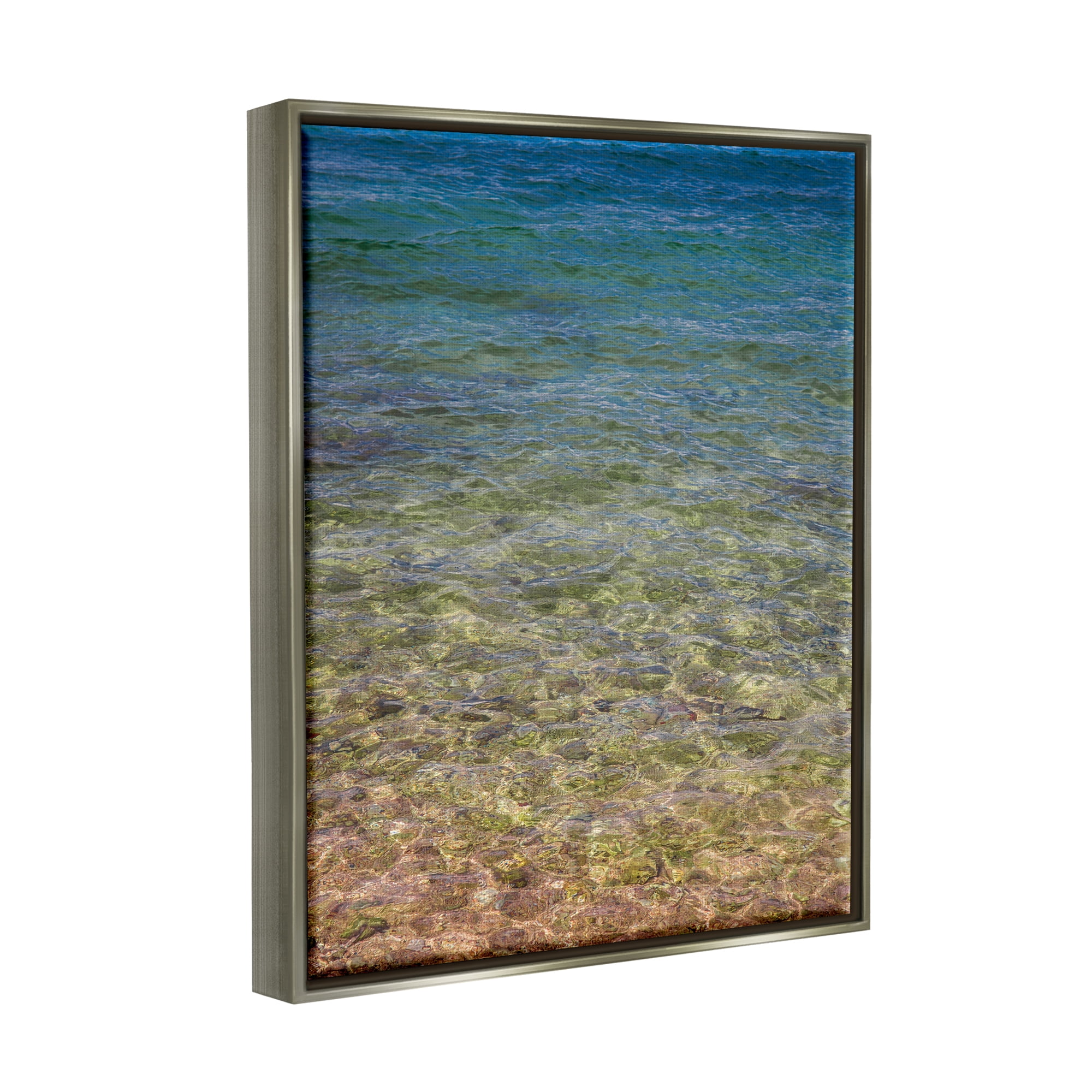 Stupell Underwater Clear Sea Floor Ripples Landscape Photography Gray Floater Framed Art Print Wall Art