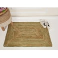 thumbnail image 5 of Rectangle Rug Natural Jute Rug Hand Braided Beige and Green Color Rounding Line Area Rug, 5 of 5