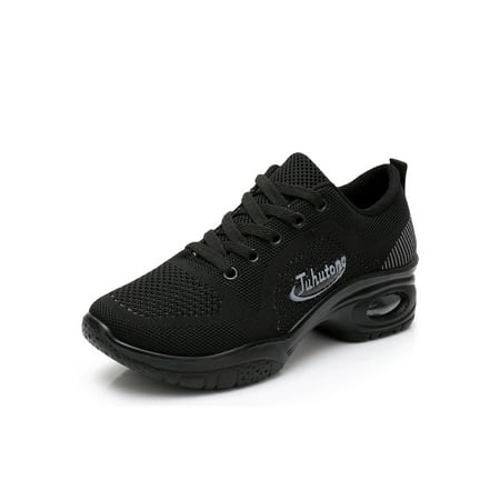 

Daeful Womens Sneakers Sport Dance Sneaker Comfort Trainers Lightweight Non-Slip Walking Shoe Training Jazz Shoes Black Gray 5