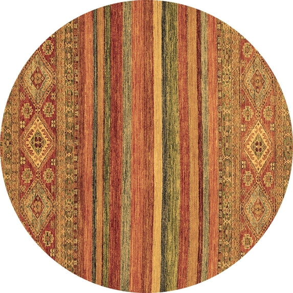 Ahgly Company Indoor Round Abstract Brown Modern Area Rugs, 4' Round