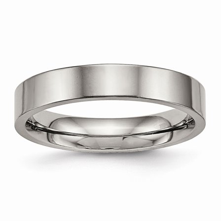 4mm Titanium Polished Flat Comfort Back Ring - Size 6.5