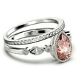 thumbnail image 2 of Dazzling Boho & hippiepie 1.75 Carat Pear Cut Morganite And Diamond Moissanite Engagement Ring, Classic Wedding Ring, One Matching Band in 10k Solid White Gold, Birthday Gift, Promise Ring, 2 of 3