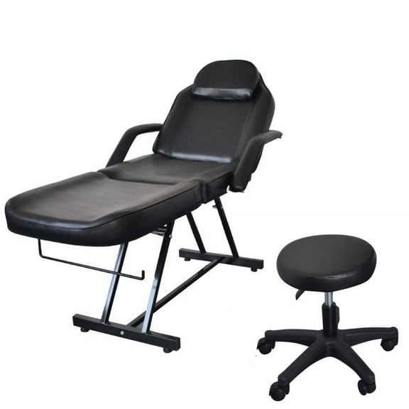 Winado Adjustable Deluxe Leather Massage Table w/ Hydraulic Stool, 73"x32", Black