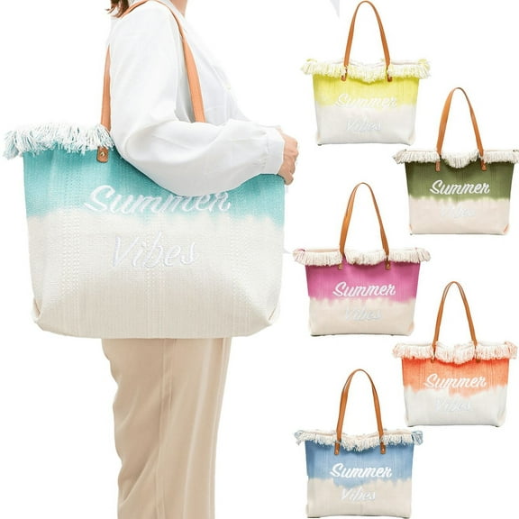 Yoyauz Ladies' Tote Bag Canvas Beach Tote Bag With Zipper Large Shoulder Backpack Handbag, Suitable For Travel, Work, Gym