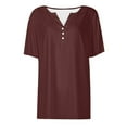 thumbnail image 5 of Women's Casual Solid Color Medium Short Sleeve V Neck Top, Comfortable and Stylish, Versatile for Daily Wear, Easy-to-Match Solid T-shirt Blouse, Available in Multiple Sizes, 5 of 5