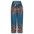 thumbnail image 3 of Moda Mujer Verano Arco Casual Suelto Cintura alta Plisado Ancho Impresión Pantalones Bolsillos Pantalones Fridja  alkflakhf33791, 3 of 7