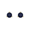thumbnail image 3 of 1 Ct Round Cut Studs Blue Sapphire 18K Yellow Solid Solid Gold Everyday Dainty Earrings Screw Back, 3 of 7