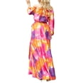 thumbnail image 3 of Sunloudy Vestido de manga larga casual para mujer, estampado a la moda, cuello de barco, vestido largo con cinturón Sunloudy  moda, 3 of 9