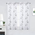 thumbnail image 1 of Haperlare 26"Wx45"L Sheer Floral Embroidered Kitchen Curtains Semi-Sheer Curtains Rod Pocket Bathroom Curtain Sheer Window Treatment, Gray, 2 Panels, 1 of 7