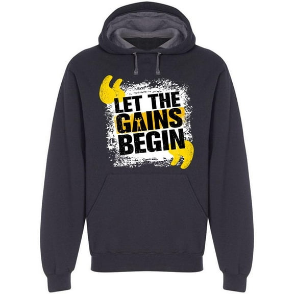 Text: Let The Gains Begin Hoodie Men -Image by Shutterstock, Male 3X-Large