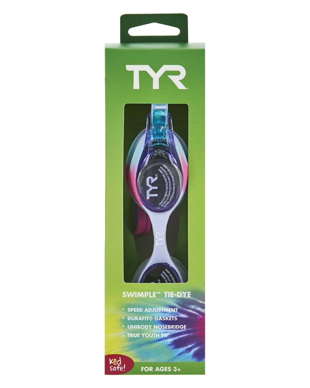 TYR Kid's Swimple Tie-Dye Non-Mirrored Swimming Goggles - Pink/Purple