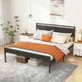 thumbnail image 3 of Queen Bed Frame, Mattress Foundation with Headboard, No Box Spring Needed, 800LBS Sturdy Metal Slats Support, Noise Free, Black, 3 of 7