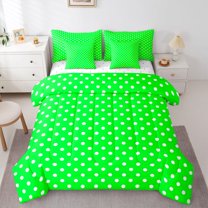 Feelyou Green Polkados Bedding Comforter Set 7 Pieces, Fashion Abstract Full Bedding Set