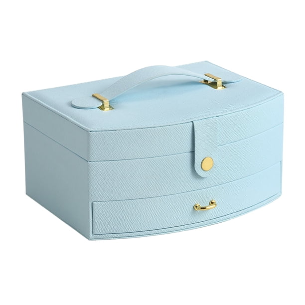 Caja de almacenamiento de joyas, joyero con espejo, joyero, organizador de alta capacidad