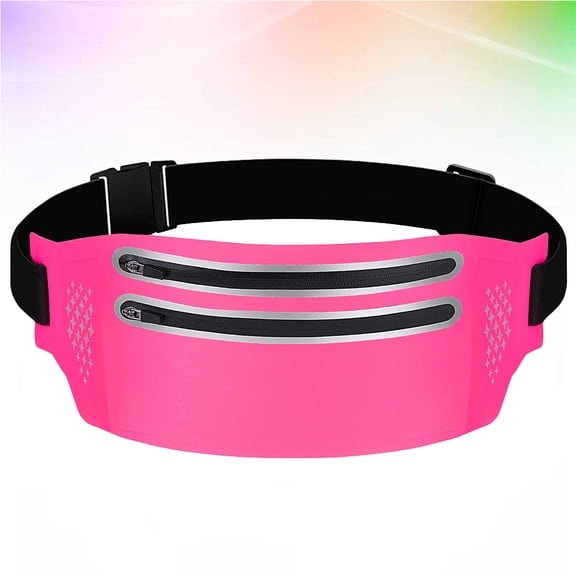 Minkissy Rosy Waist Bag with Double Zippers Pocket and Adjustable Strap for Outdoor Sports and Running